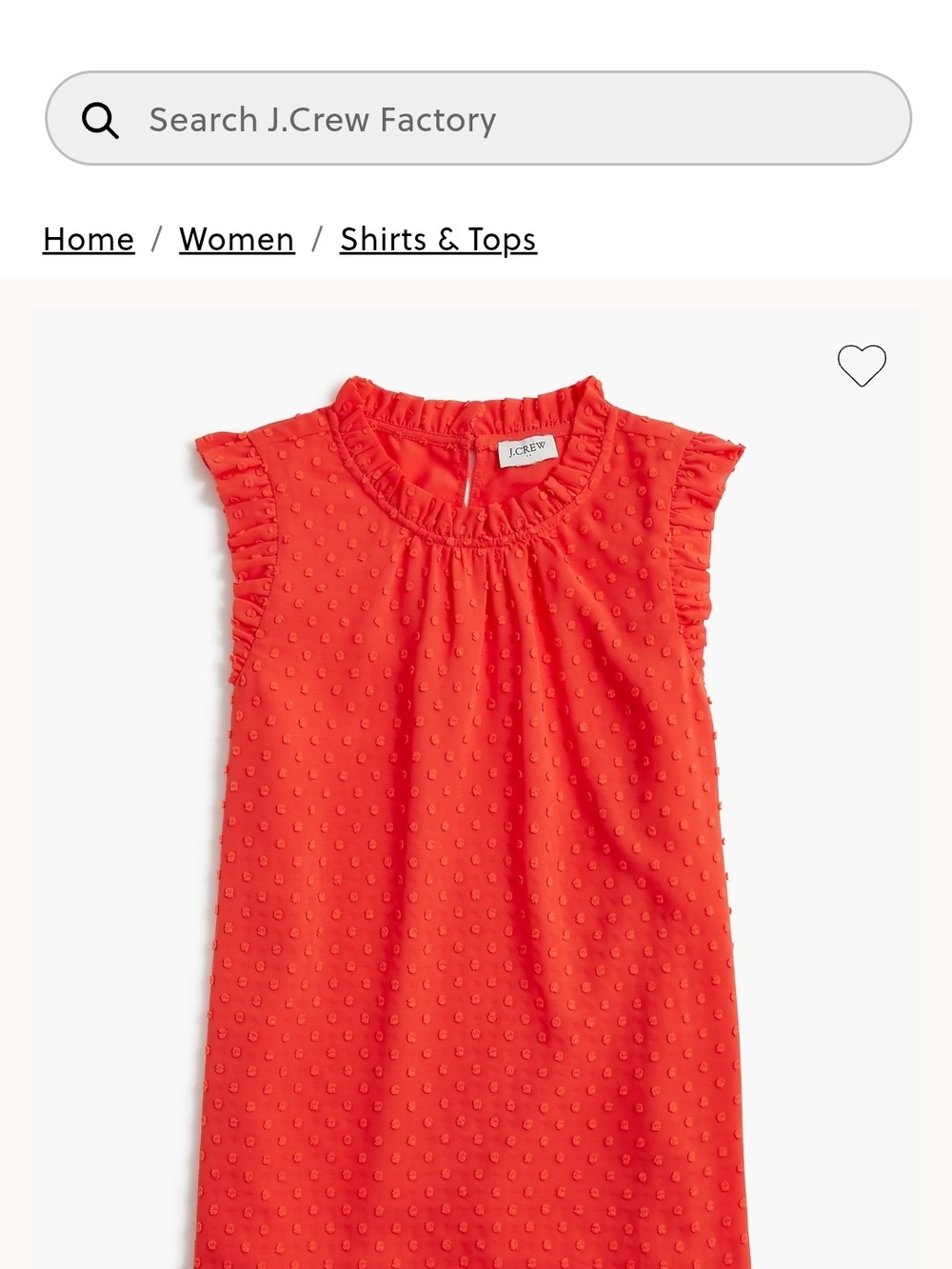 J. Crew Womens Orange Coral Swiss Dot Ruffle Sleeve Tank